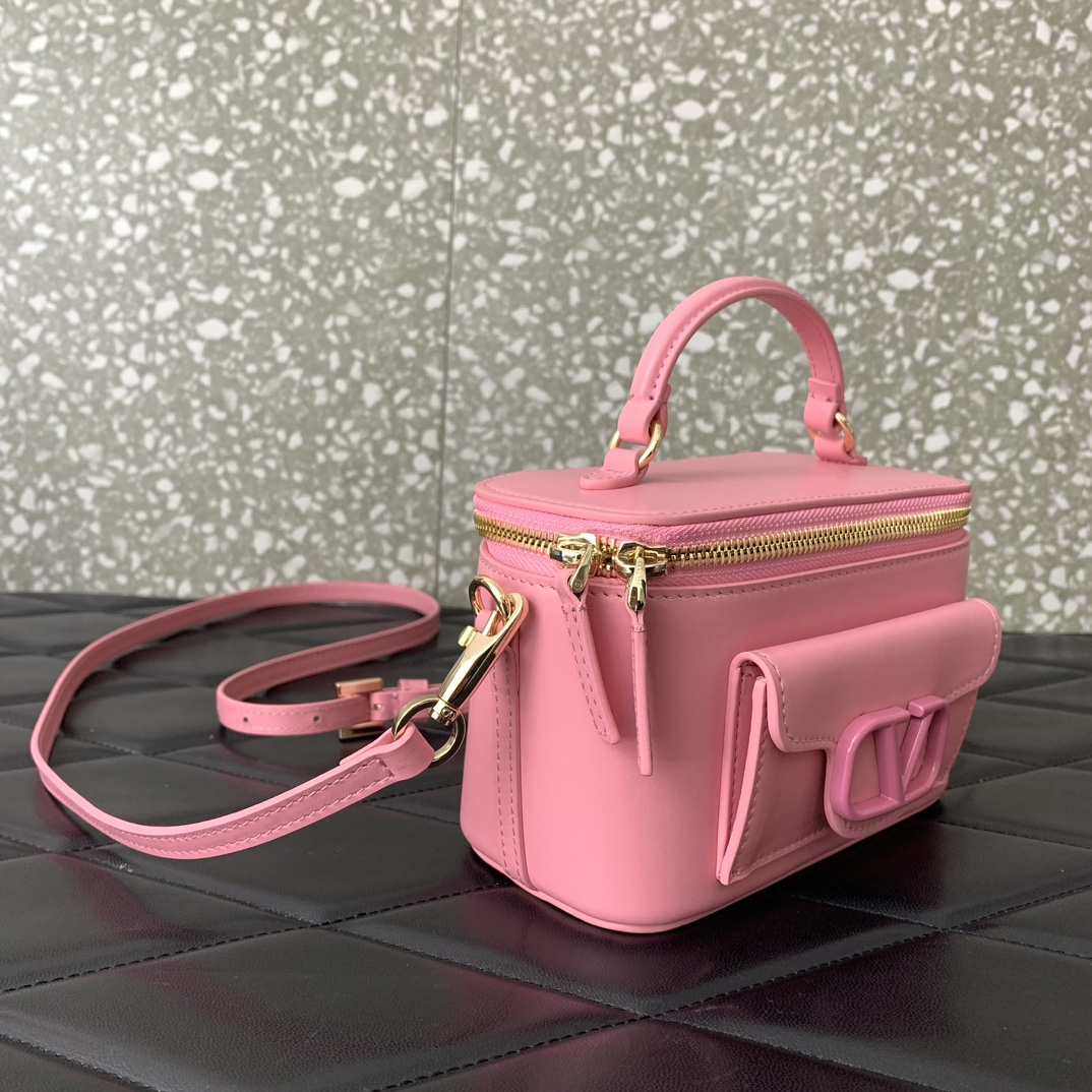 Valentino Garavani Loco Mini Box Bag in Pink Calfskin Leather 